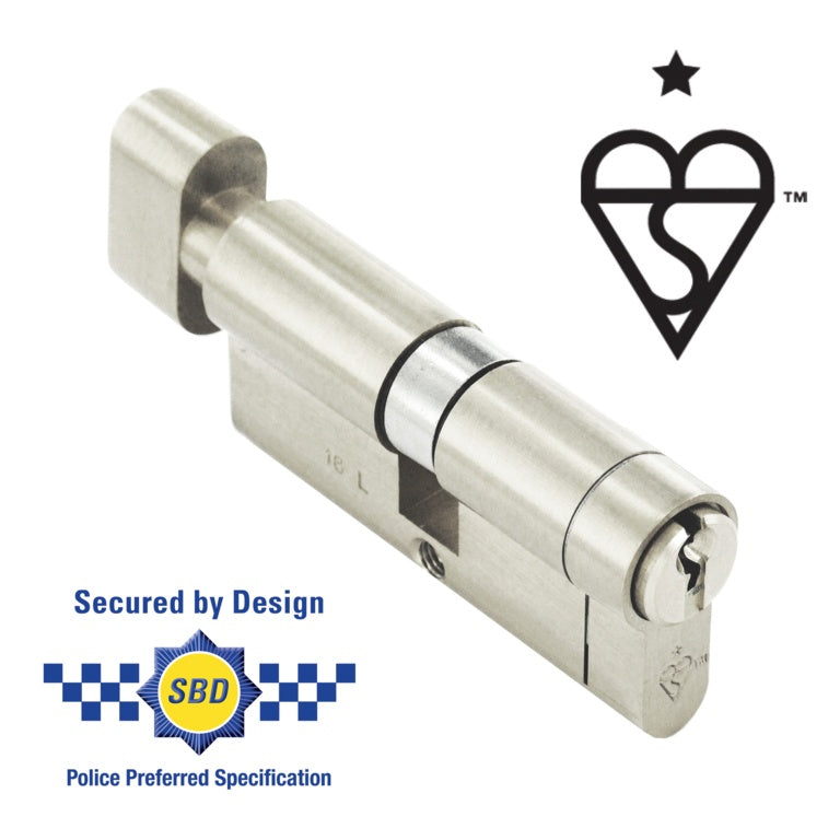 Smiths Locks Snap Safe Thumbturn Cylinder Nickel 40 x 40mm