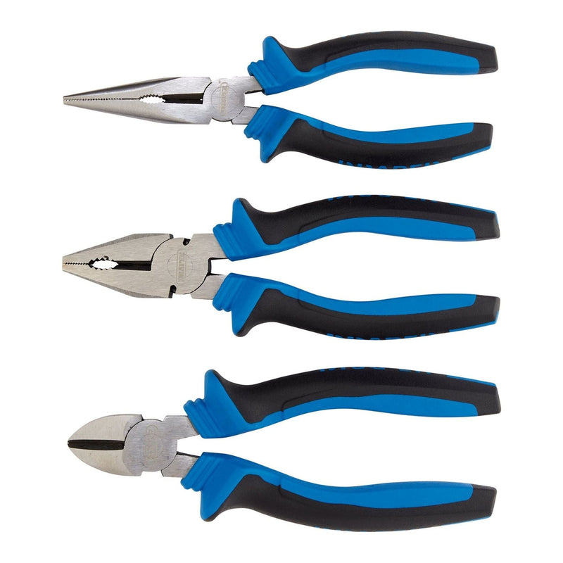 Draper Soft Grip Pliers Set, 160mm, Blue (3 Piece) Draper - Town Tools