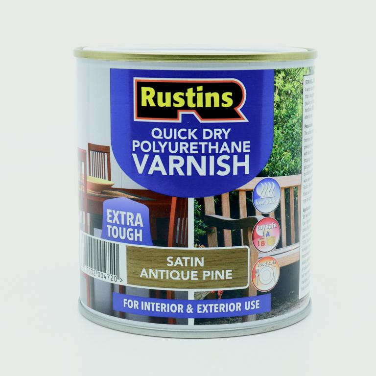 Rustins Polyurethane Satin Varnish 500ml Antique Pine