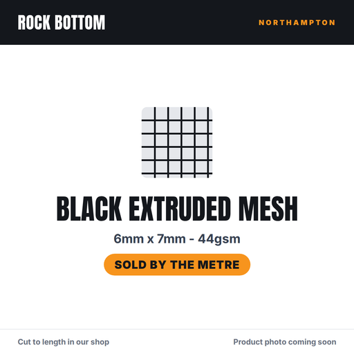 Black net Extruded Mesh 6mm x 7mm 44gsm - Per Metre