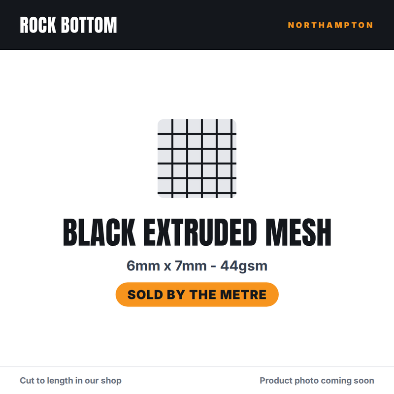 Black net Extruded Mesh 6mm x 7mm 44gsm - Per Metre