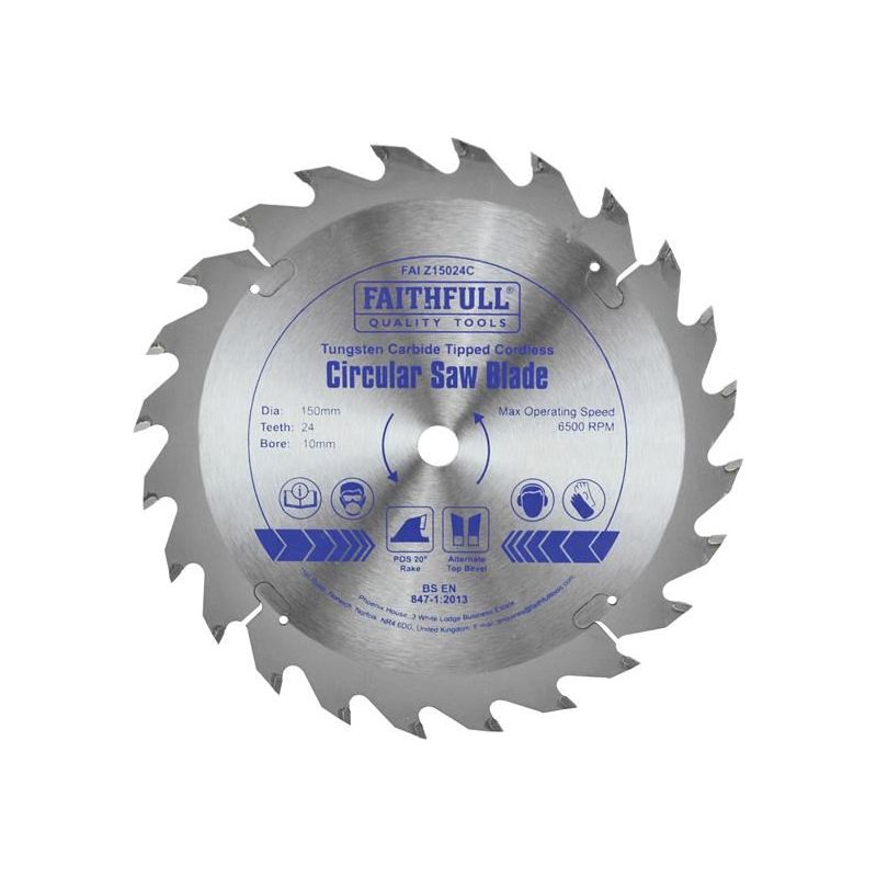 Faithfull TCT Cordless Trimsaw Blade 150 x 10mm x 24T POS Faithfull - RockBottom Northampton