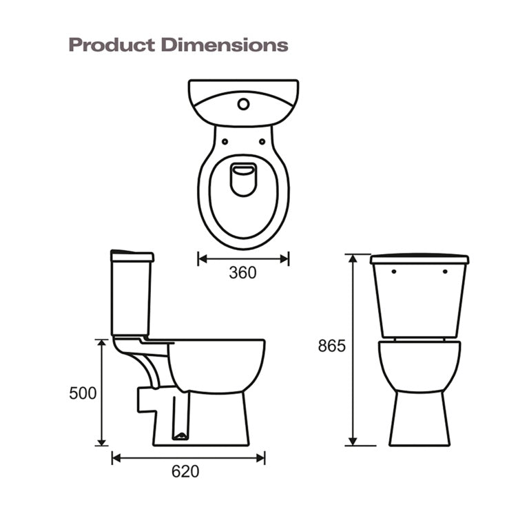 SP Pure Comfort Height One Box Toilet, Seat and Cistern W: 360mm H: 865mm D: 620mm