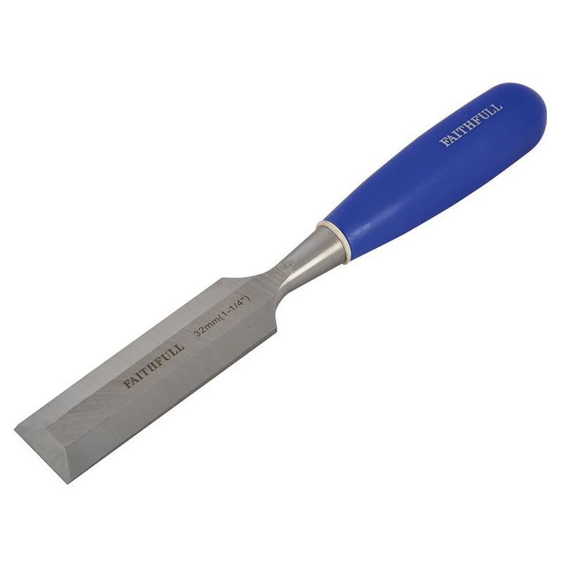 Faithfull Bevel Edge Chisel Blue Grip 32mm (1.1/4in) Faithfull - RockBottom Northampton