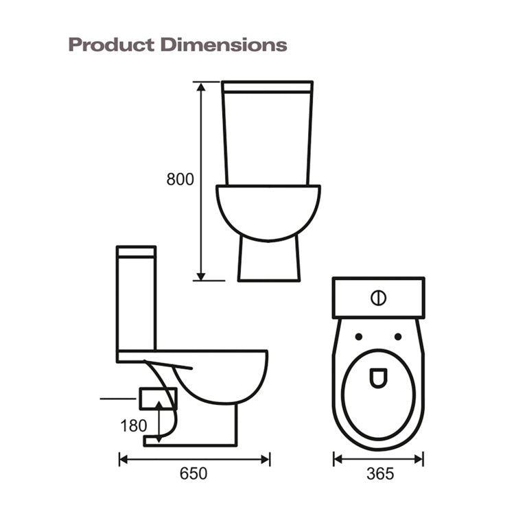 SP Pure One Box Toilet, Seat and Cistern W: 365mm H: 740mm D: 670mm