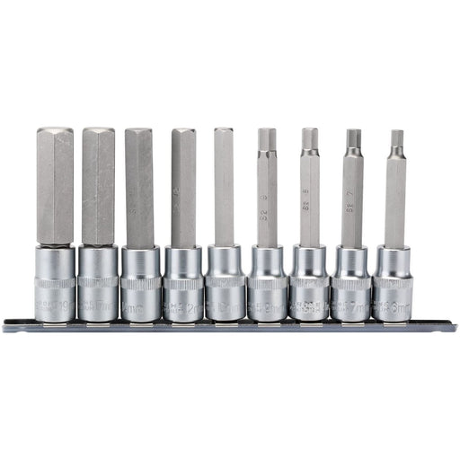Draper Long Metric Hex. Socket Bit Set, 1/2" Sq. Dr., 100mm (9 Piece) 16308 Draper - Town Tools 