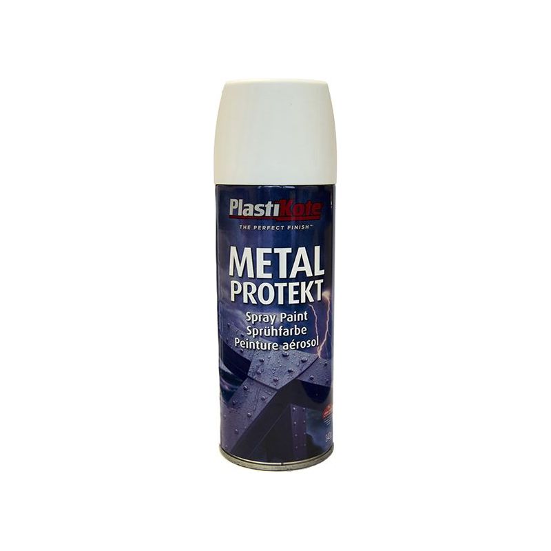 Plastikote Metal Protekt Spray Satin White 400ml PlastiKote - RockBottom Nothampton