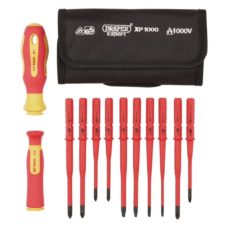 Draper XP1000 VDE Slimline Interchangeable Screwdriver Set (12 Piece) Draper - Town Tools 