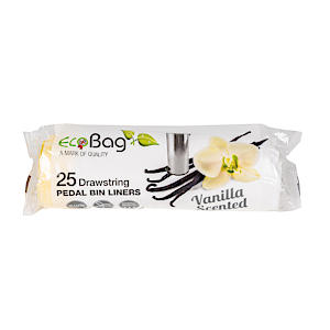 Ecobag Vanilla Scented Drawstring Pedal Bin Liners 30 Litre - 25 Pack