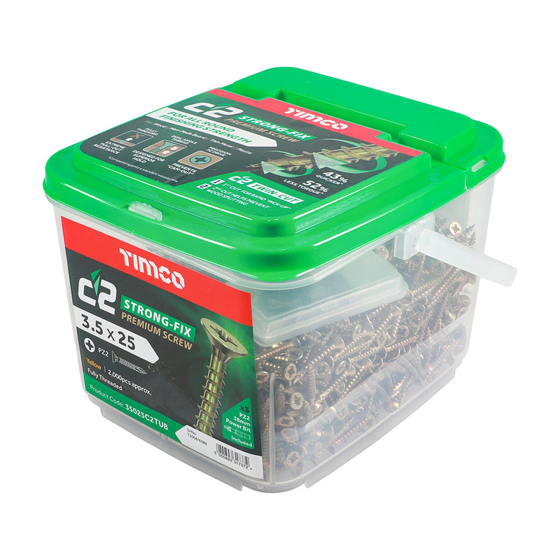 TIMCO C2 Strong-Fix Multi-Purpose Premium Countersunk Gold Woodscrews — Tub