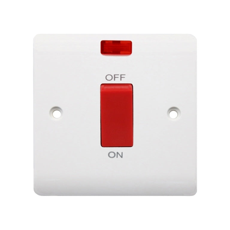 Securlec 1 Gang Double Pole Switch & Pilot Light Round Edge