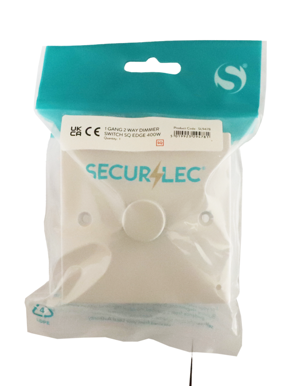 Securlec Square 1 Gang 2 Way Dimmer Switch Square Edge