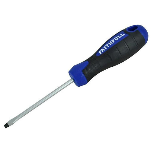 Faithfull Soft Grip Screwdriver Flared Slotted Tip 4.0 x 75mm Faithfull - RockBottom Northampton