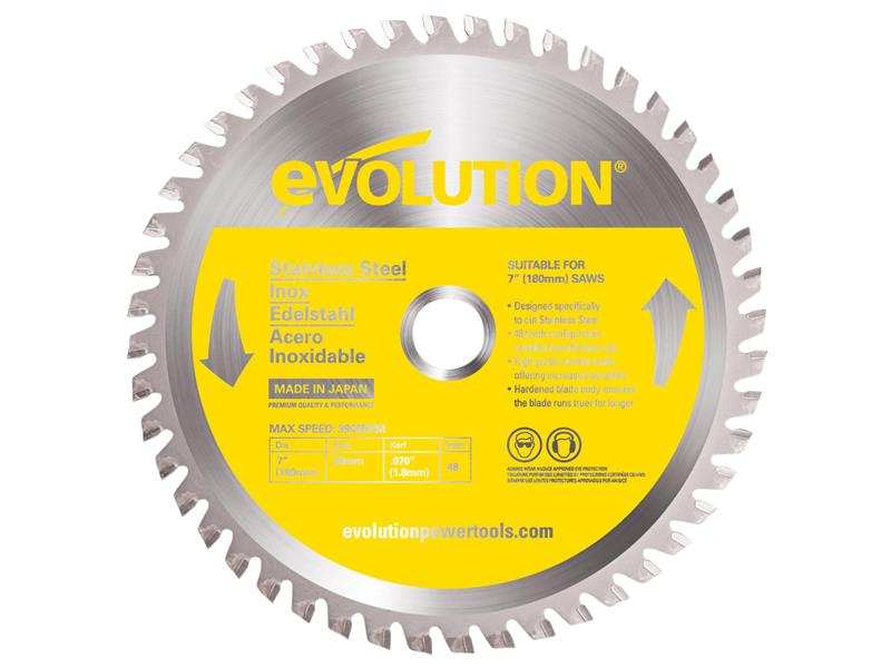 Evolution - Stainless Steel Cutting Circular Saw Blade 180 x 20mm x 48T