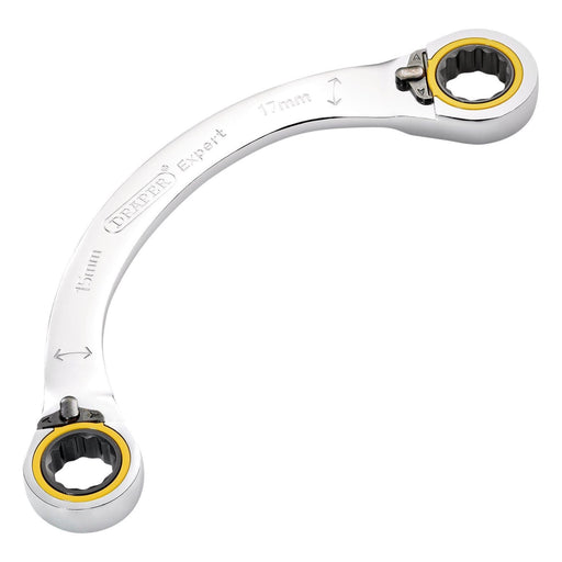 Draper Expert HI-TORQ Double Ring Ratchet Half Moon Spanner, 15 x 17mm Draper - Town Tools