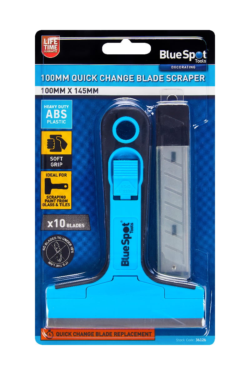 Blue Spot Tools 100mm Quick Blade Change Scraper