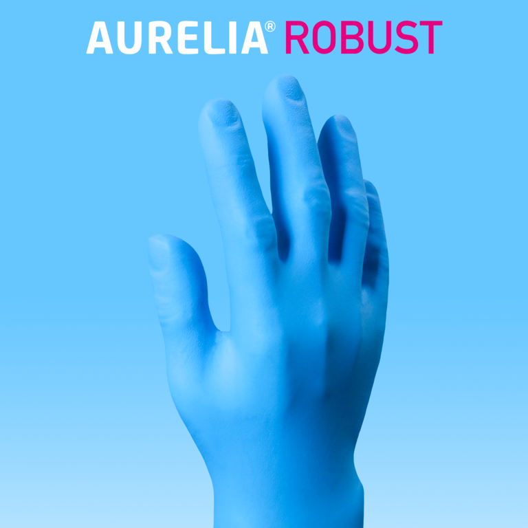 Aurelia Robust Nitrile Powder Free Blue Disposable Gloves XLarge - Pack 100