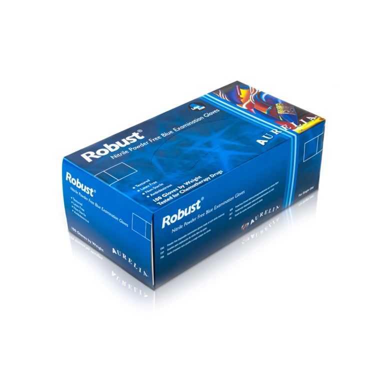 Aurelia Robust Nitrile Powder Free Blue Disposable Gloves Large - Pack 100