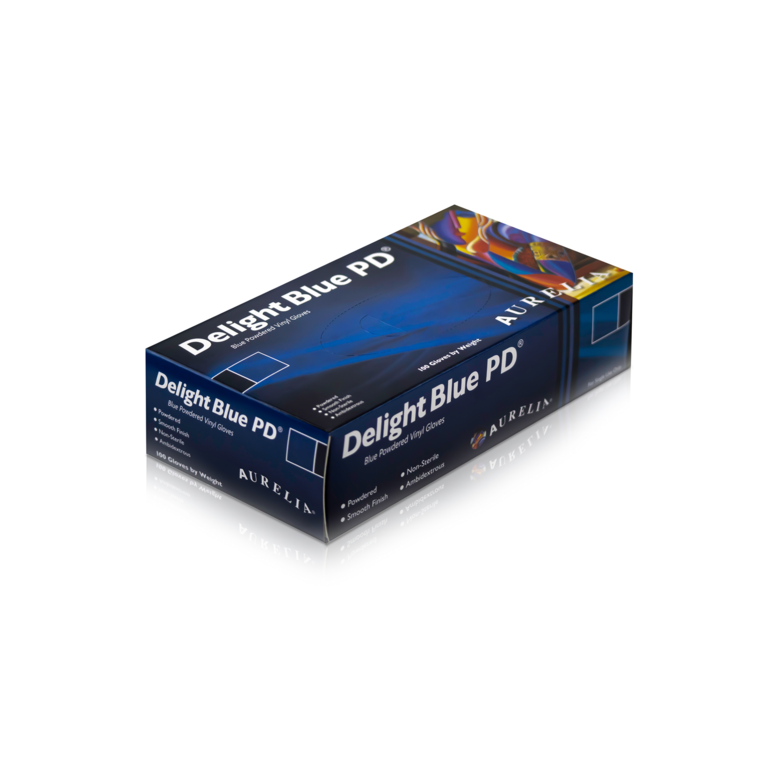 Aurelia Vinyl Powdered Disposable Blue Gloves Large - Pack 100