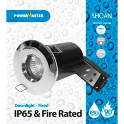 Powermaster IP65 Fire Rated Fixed Downlight Chrome