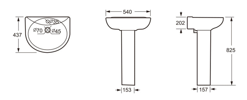 SupaPlumb Basin & Pedestal In A Box 1 Tap Hole