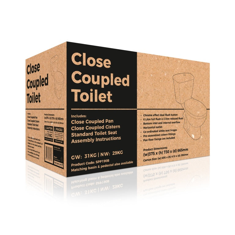 SupaPlumb One Box Toilet, Seat & Cistern W: 375mm H: 730mm D: 665mm