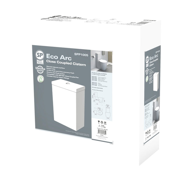SP Eco Arc Close Coupled Cistern W: 285mm H: 390mm D: 160mm