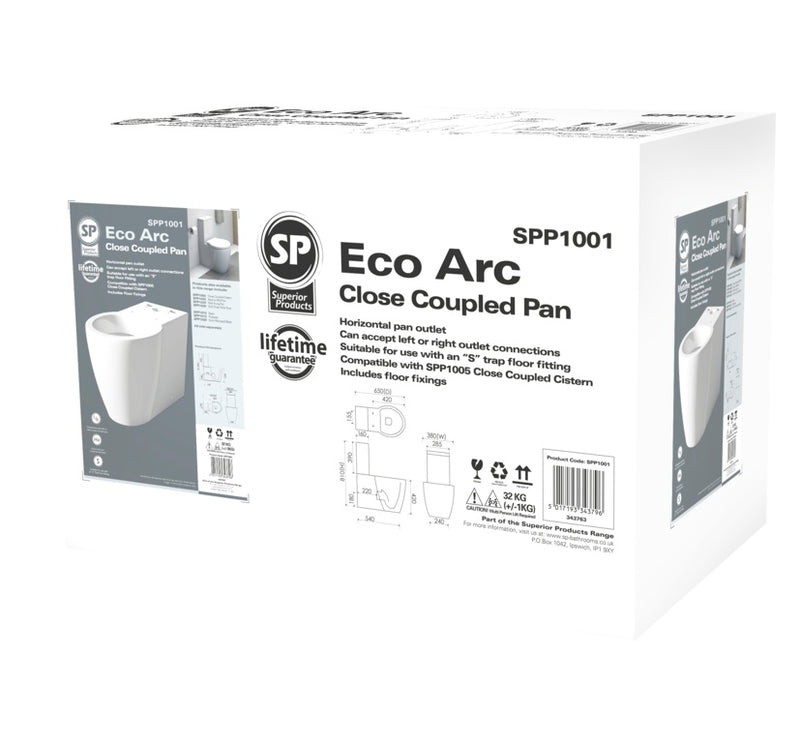 SP Eco Arc Close Coupled Pan W: 380mm H: 420mm D: 650mm