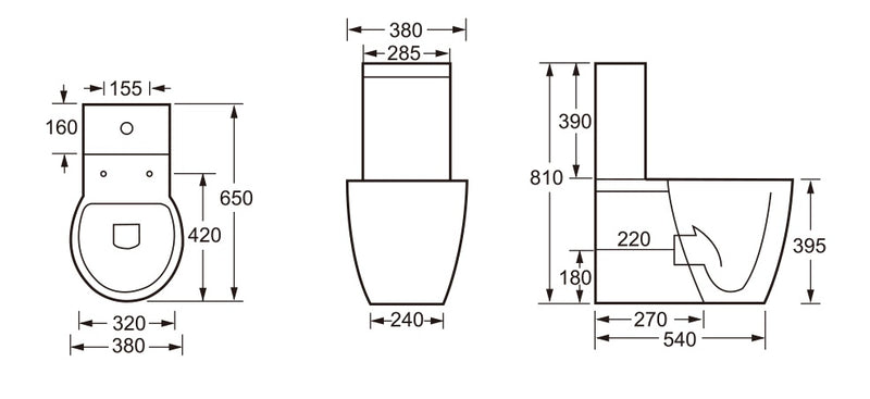 SP Eco Arc Close Coupled Pan W: 380mm H: 420mm D: 650mm