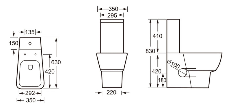 SP Eco Edge Close Coupled Pan W: 350mm H: 420mm D: 630mm
