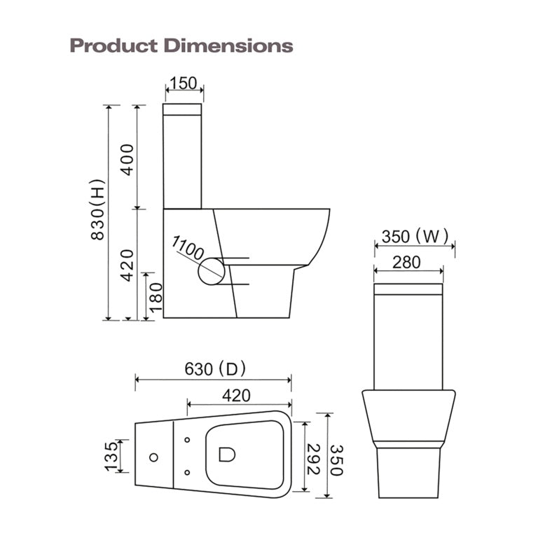 SP Eco Edge Close Coupled Cistern W: 280mm H: 400mm D: 150mm