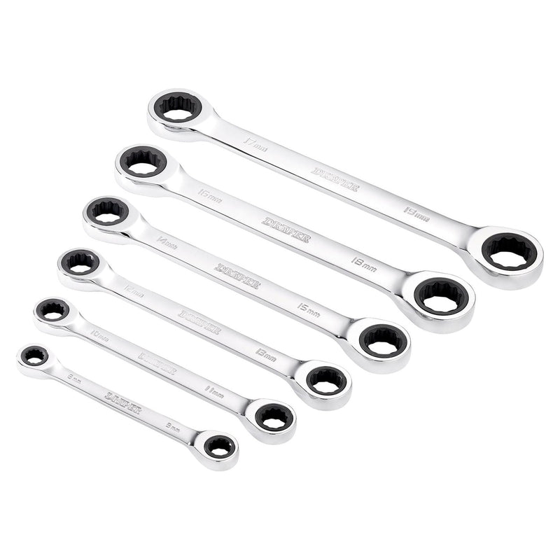 Draper Draper HI-TORQ Metric Double Ratchet Ring Spanner Set (6 Piece) Draper - Town Tools
