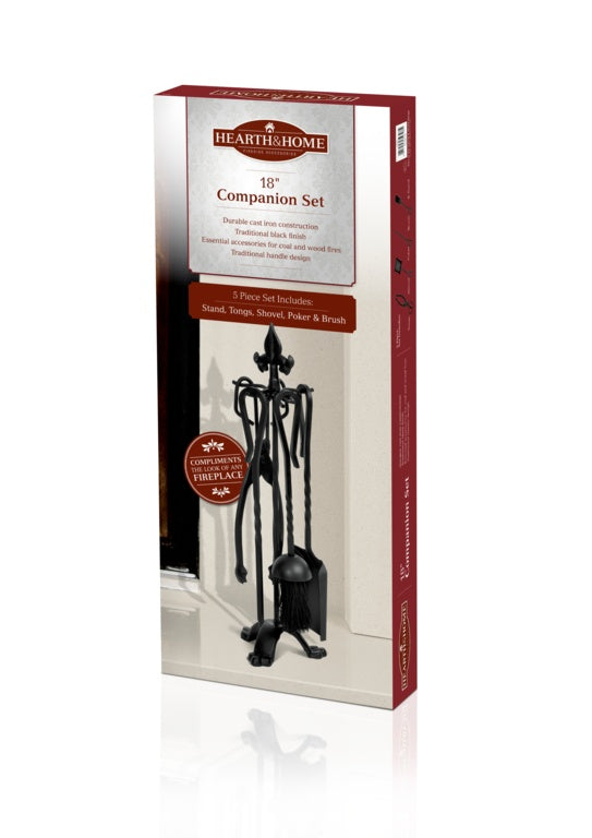 Hearth & Home All Black Companion Set 5 Piece 18"