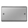 BG Brushed Steel Blank Plate 2 Gang
