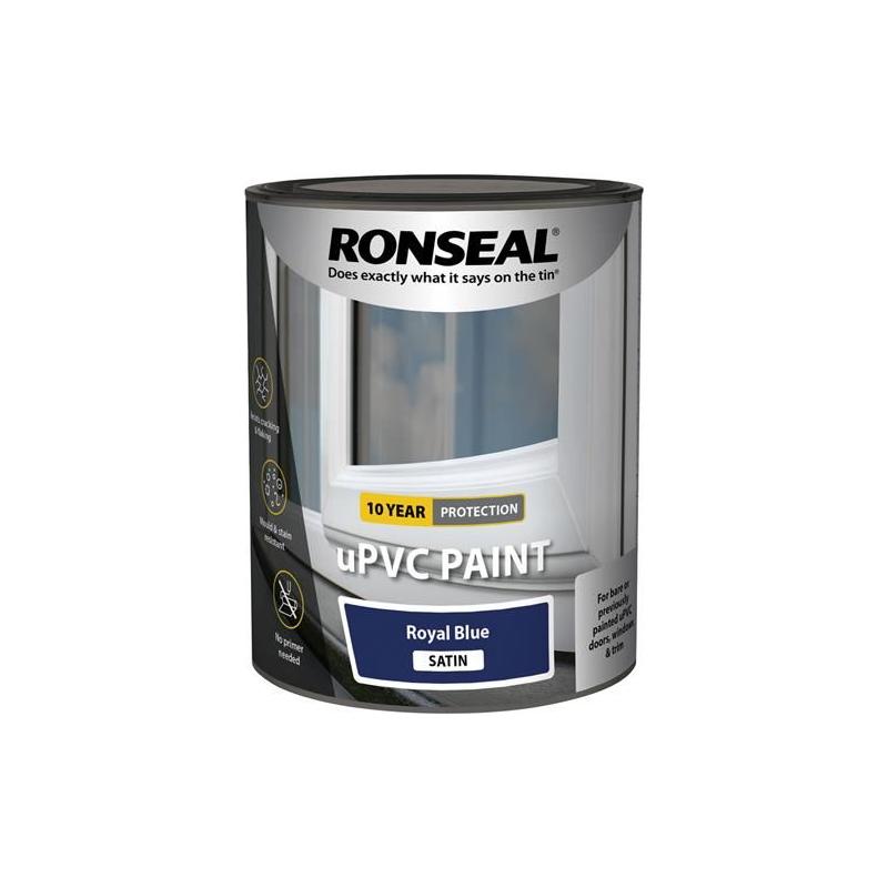 Ronseal uPVC Paint Royal Blue Satin 750ml Ronseal - RockBottom Nothampton