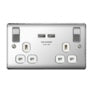 BG 13a 2 Gang Switch Socket & USB Polished Chrome With White Inserts