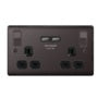 BG 13a 2 Gang Switch Socket & USB Black Nickel With Black Inserts