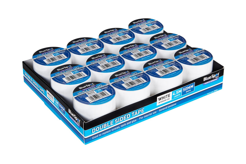 Blue Spot Tools 48mm x 4.5M White Double Sided Tape