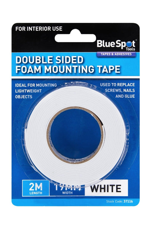 Blue Spot Tools 19mm x 2M White Double Sided Foam Mounting Tape