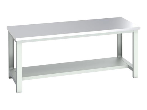 Bott Cubio Bench with Half Shelf, Stainless Steel Clad Top 2000 x 900mm