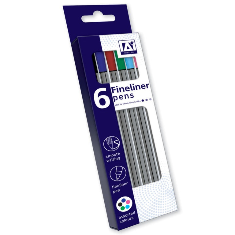 I G Design Fineliner Pens Pack 6 Assorted
