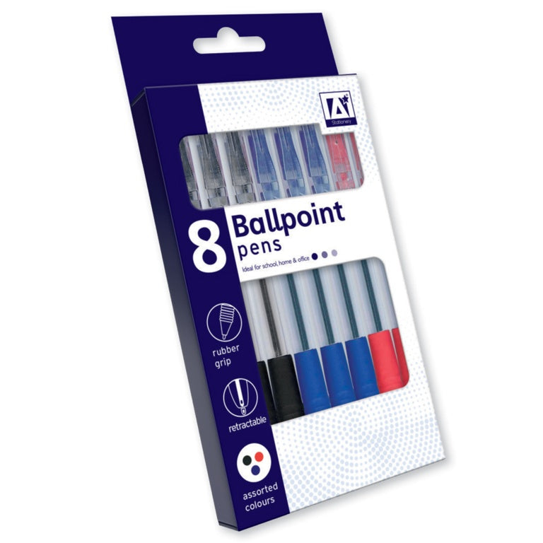 Ig Design Ballpoint Pens With Grips Pack 8