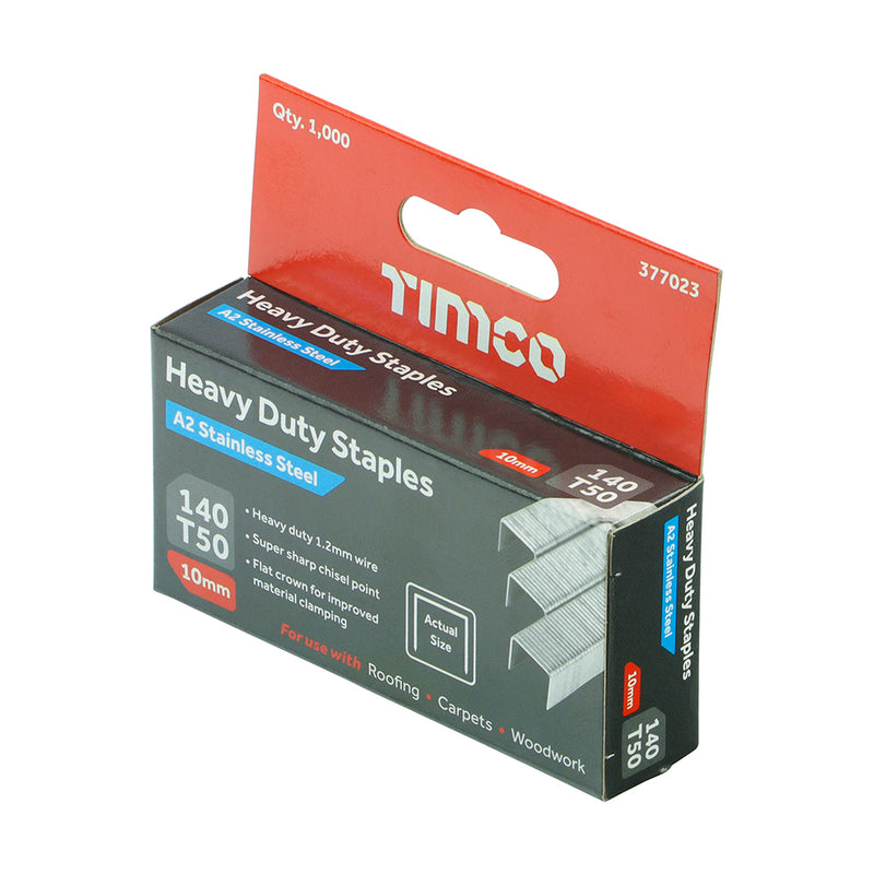 TIMCO Heavy Duty Chisel Point A2 Stainless Steel Staples - 10mm