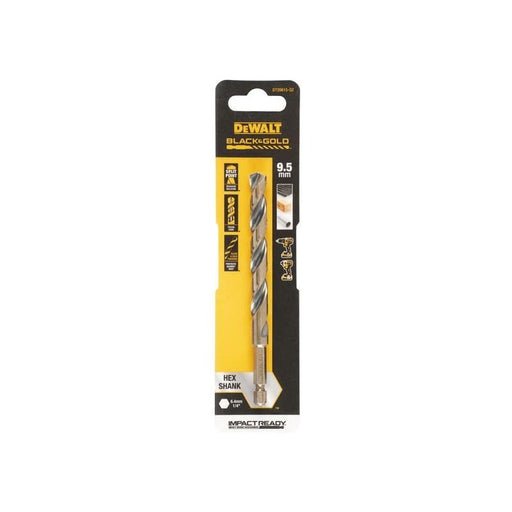 Dewalt Power Tools BLACK&GOLD Hex HSS-G Drill Bit 9.5mm DeWALT Power Tools - RockBottom Northampton