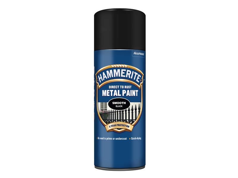 Hammerite Direct to Rust Smooth Finish Aerosol Black 400ml Hammerite - RockBottom Northampton