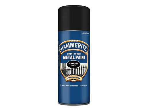 Hammerite Direct to Rust Smooth Finish Aerosol Black 400ml Hammerite - RockBottom Northampton