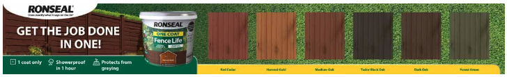 Ronseal One Coat Shed & Fence Protector 12L Dark Oak