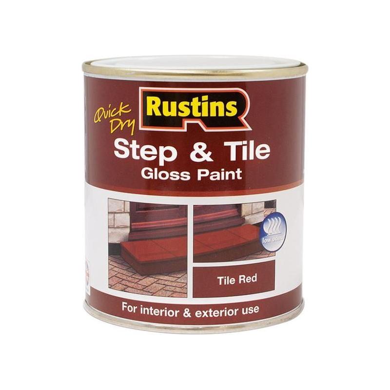 Rustins Quick Dry Step & Tile Paint Gloss Red 500ml Rustins - RockBottom Nothampton