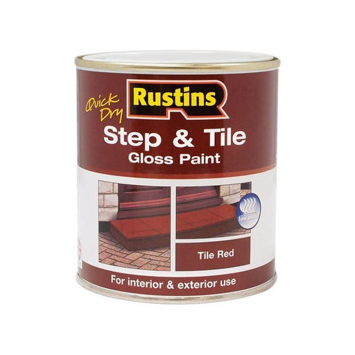 Rustins Quick Dry Step & Tile Paint Gloss Red 500ml Rustins - RockBottom Nothampton