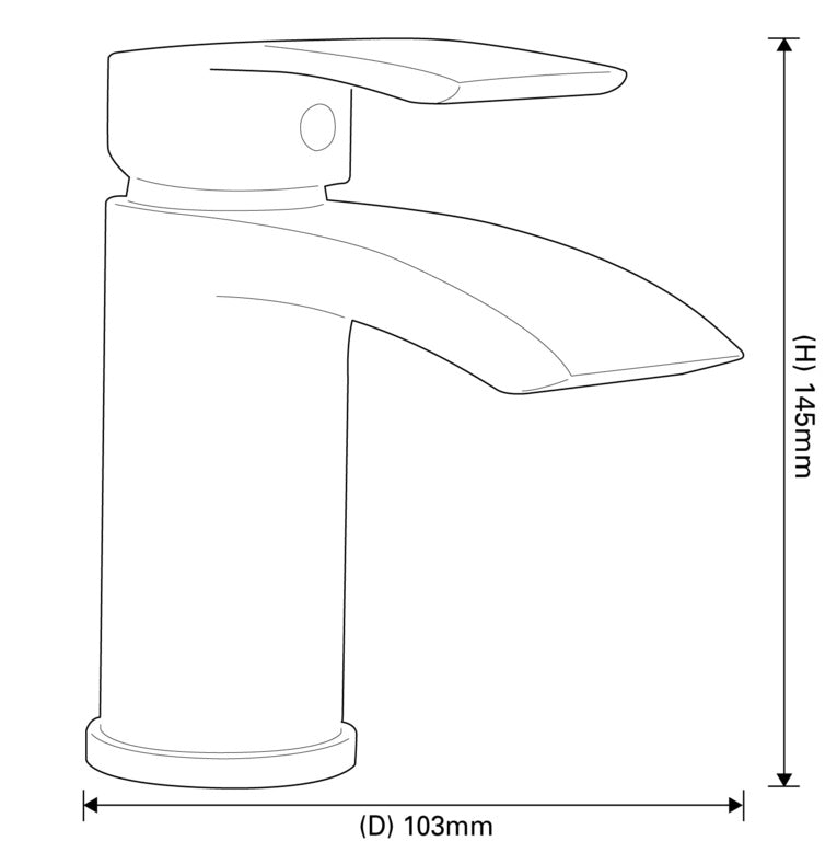 SP Aero Curve Basin Mixer Tap H: 145mm D: 103mm